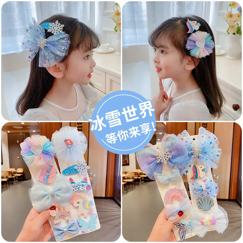 Girls Frozen Hairpin Bow Set Pink Princess Style - Image 10