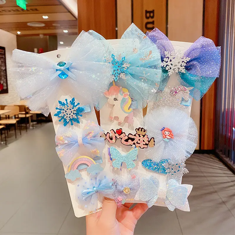 Girls Frozen Hairpin Bow Set Pink Princess Style - Image 11