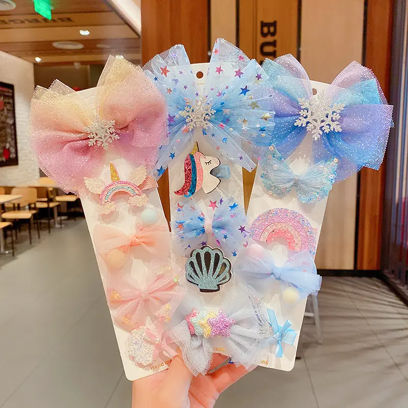 Girls Frozen Hairpin Bow Set Pink Princess Style - Image 12