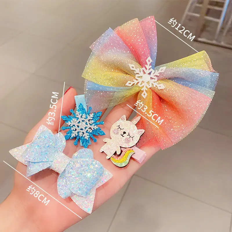 Girls Frozen Hairpin Bow Set Pink Princess Style - Image 13
