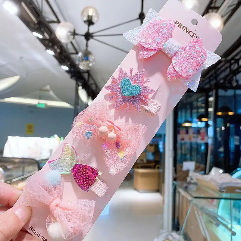 Girls Frozen Hairpin Bow Set Pink Princess Style - Image 3