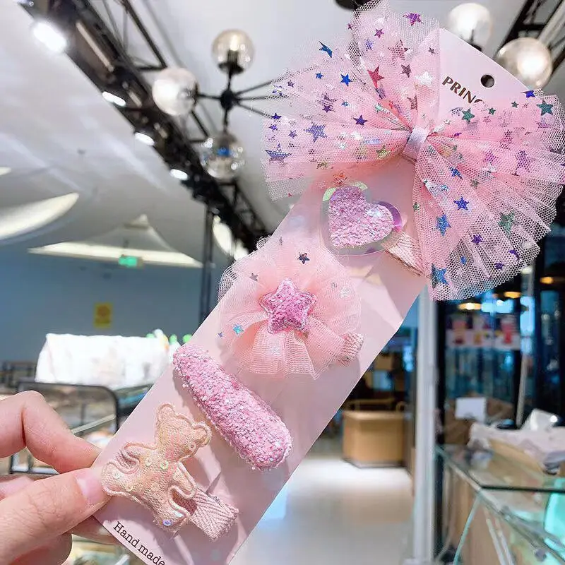 Girls Frozen Hairpin Bow Set Pink Princess Style - Image 5