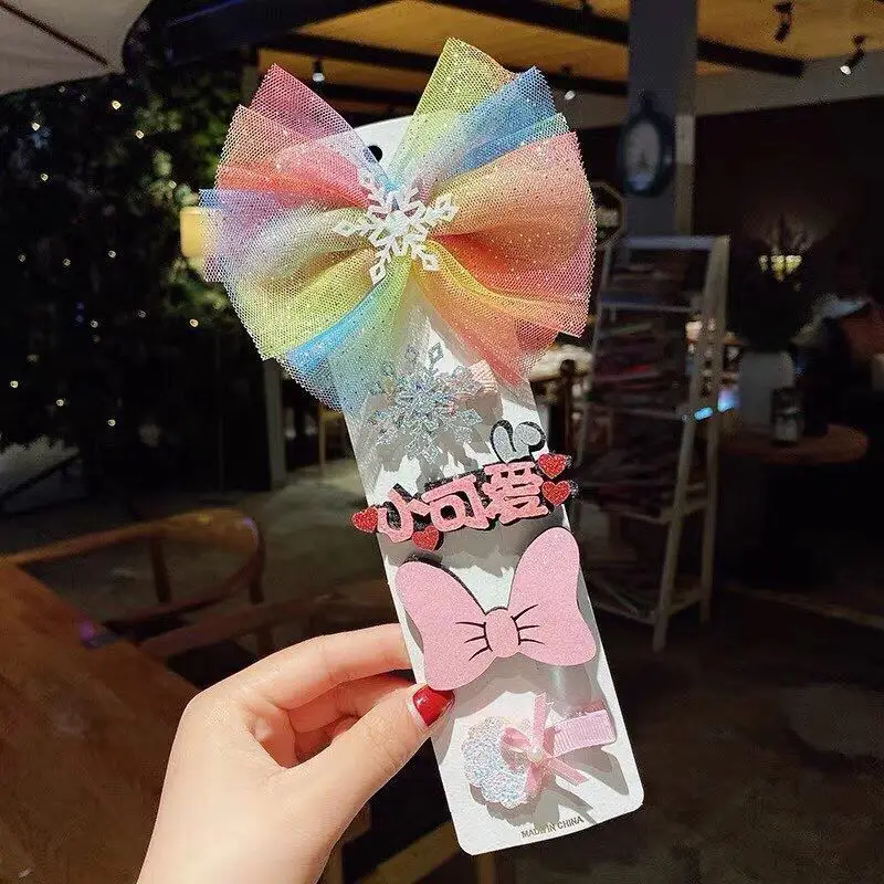 Girls Frozen Hairpin Bow Set Pink Princess Style - Image 6