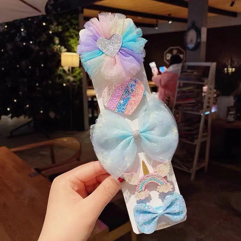 Girls Frozen Hairpin Bow Set Pink Princess Style - Image 7