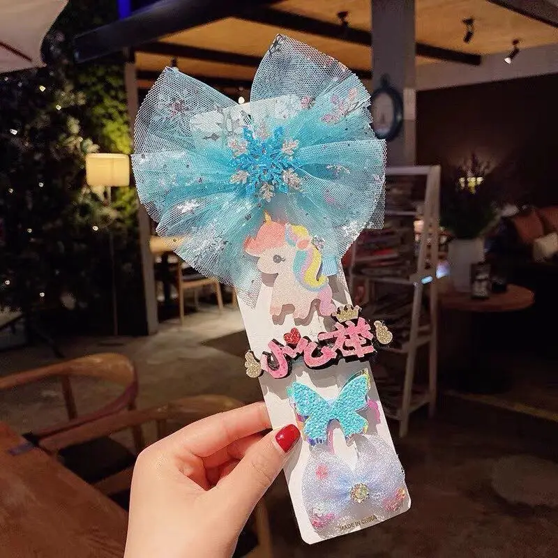 Girls Frozen Hairpin Bow Set Pink Princess Style - Image 8