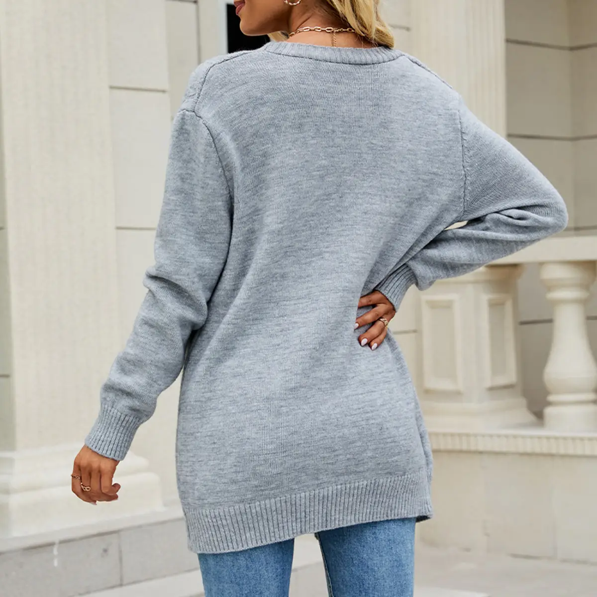Women Cable Knit Button Cardigan Long Sleeve - Image 11