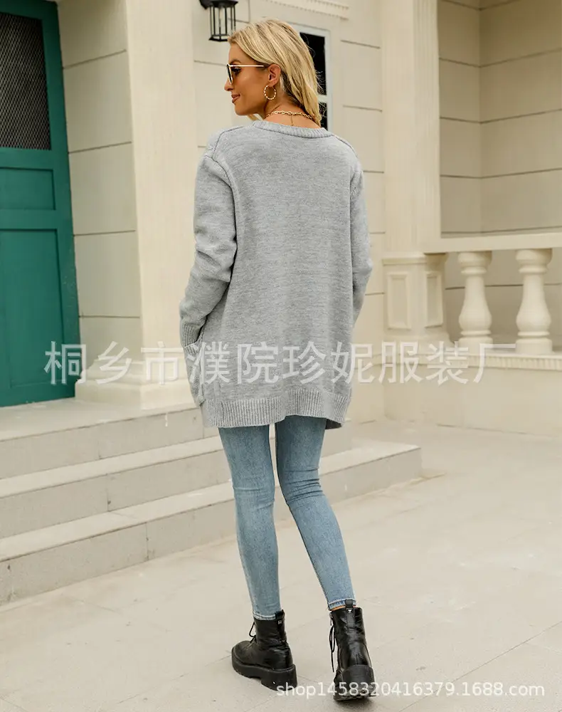 Women Cable Knit Button Cardigan Long Sleeve — feature 13
