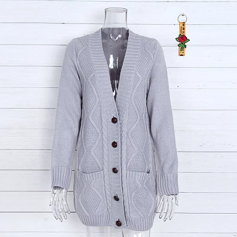 Women Cable Knit Button Cardigan Long Sleeve — feature 15