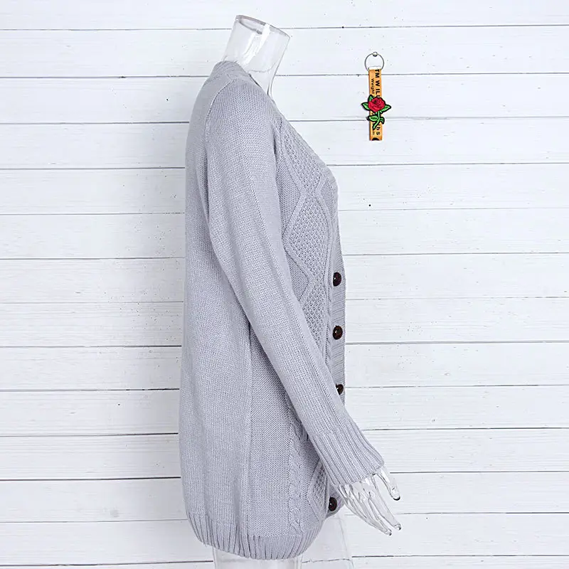 Women Cable Knit Button Cardigan Long Sleeve — feature 16
