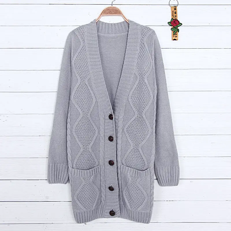 Women Cable Knit Button Cardigan Long Sleeve — feature 18