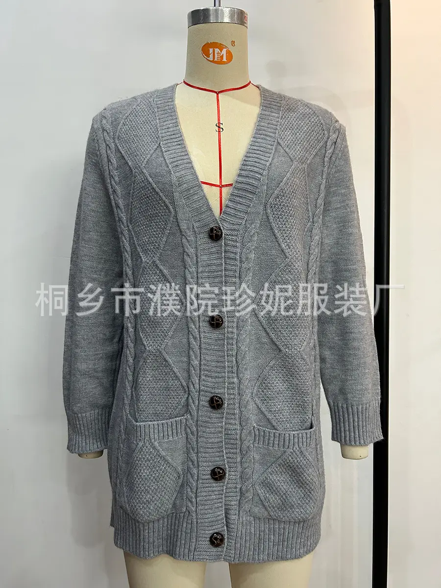 Women Cable Knit Button Cardigan Long Sleeve — feature 29