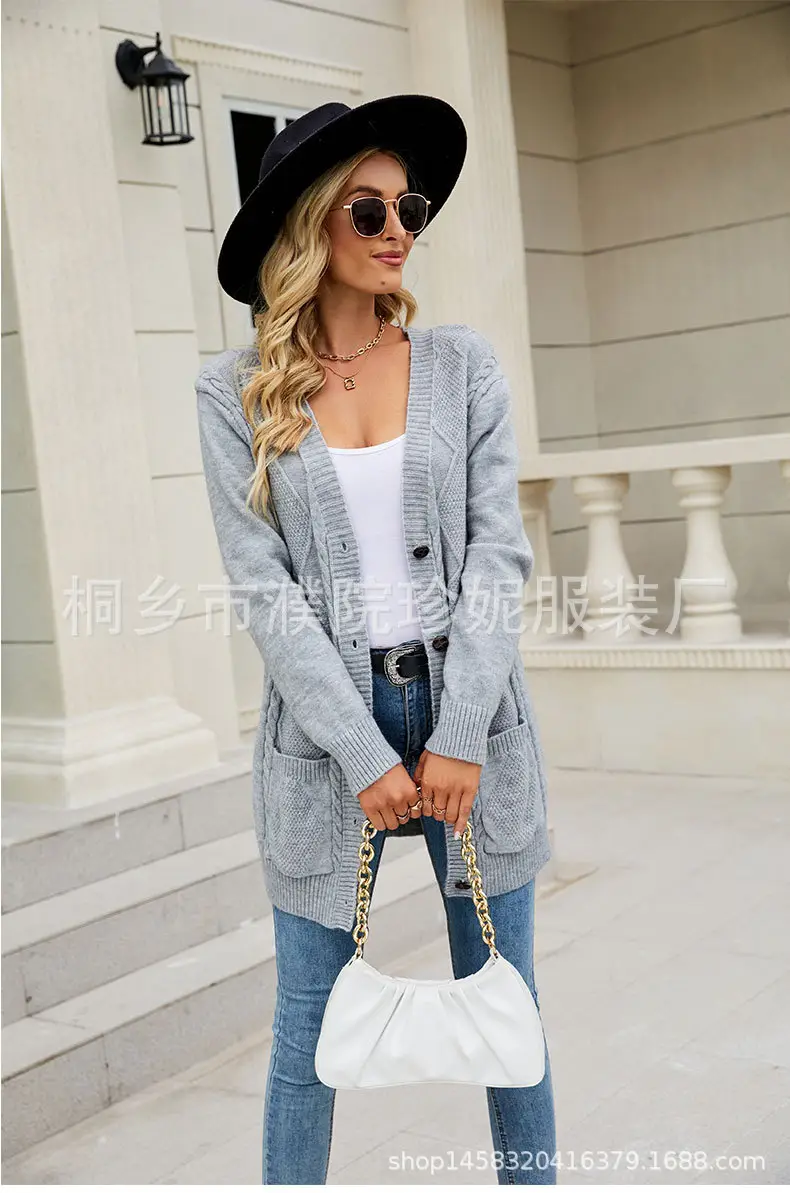 Women Cable Knit Button Cardigan Long Sleeve — feature 4
