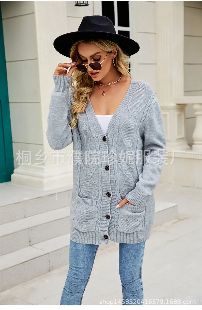 Women Cable Knit Button Cardigan Long Sleeve — feature 5