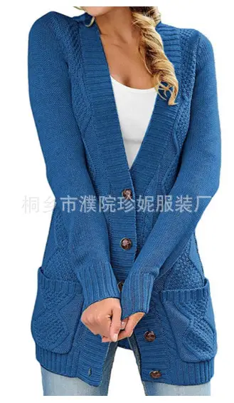 Women Cable Knit Button Cardigan Long Sleeve - Image 7