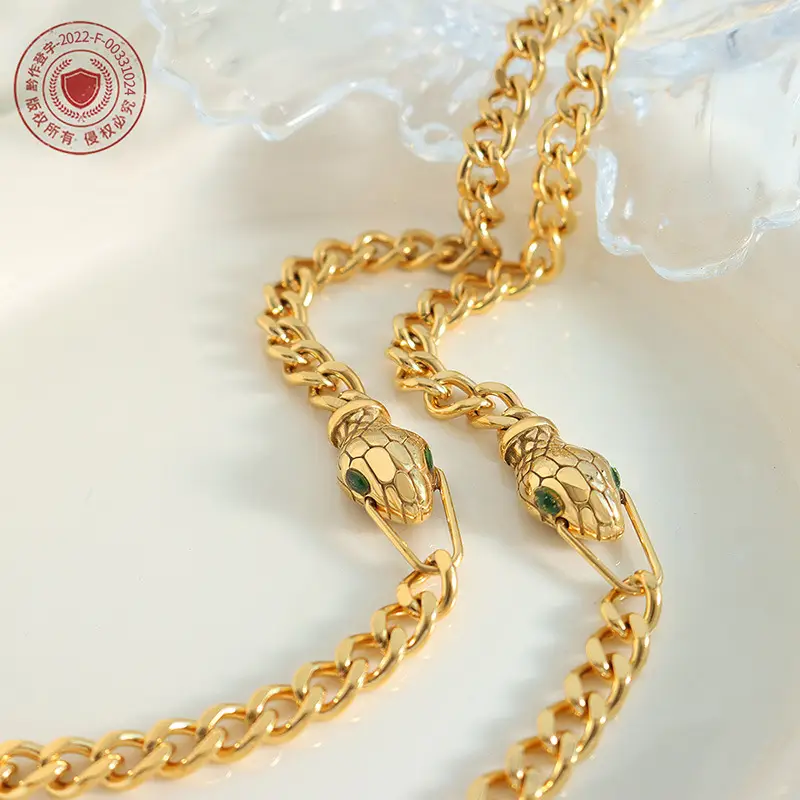 Gold Chain Bracelet with Snake Head Design for Women - Image 4