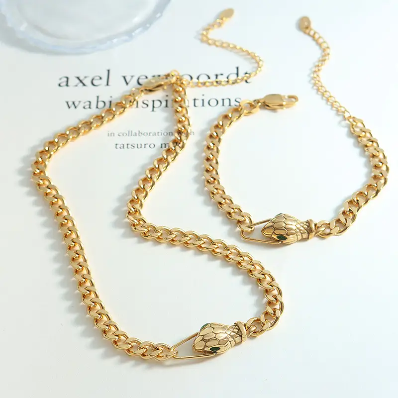 Gold Chain Bracelet with Snake Head Design for Women - Image 5