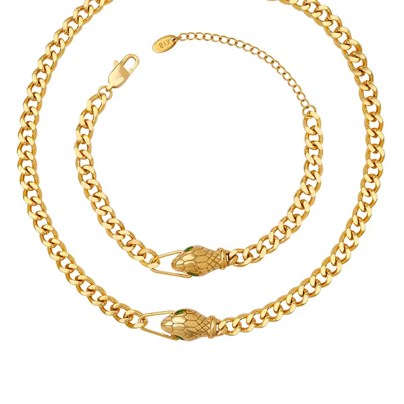 Gold Chain Bracelet with Snake Head Design for Women - Image 7