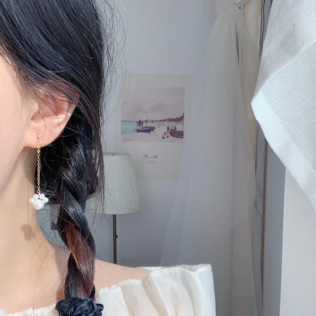 14K Gold Pearl Earrings for Women Elegant 2021 - Image 2