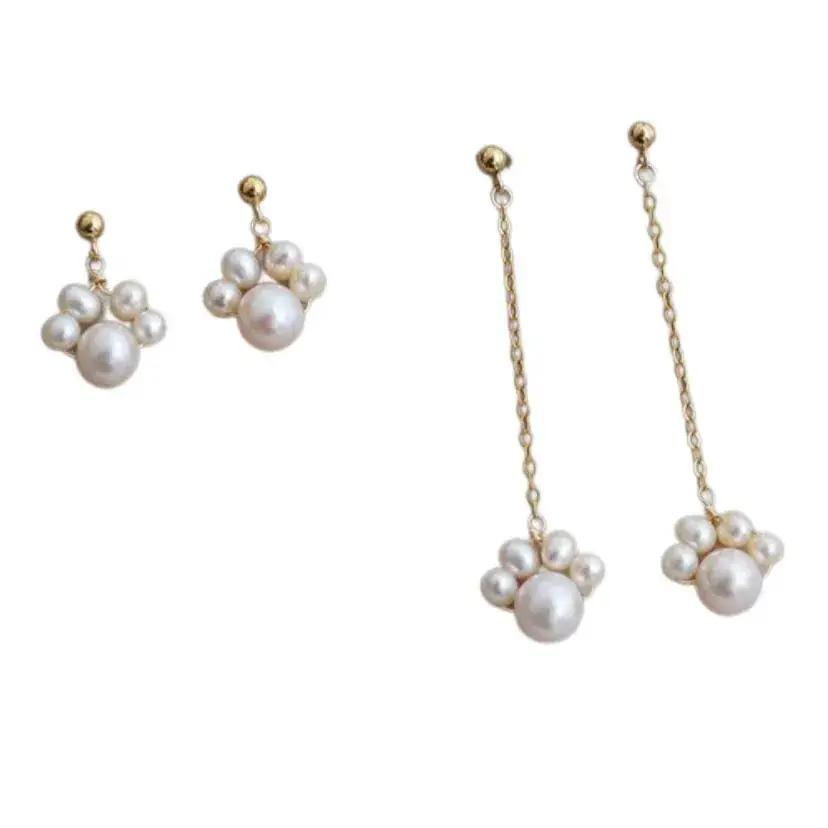 14K Gold Pearl Earrings for Women Elegant 2021 - Image 7