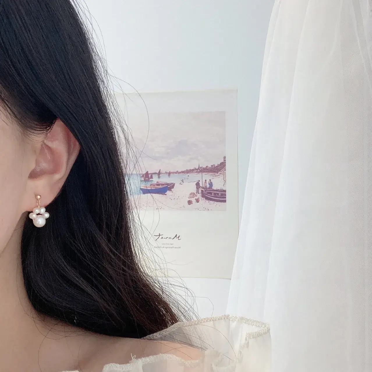 14K Gold Pearl Earrings for Women Elegant 2021 - Image 3