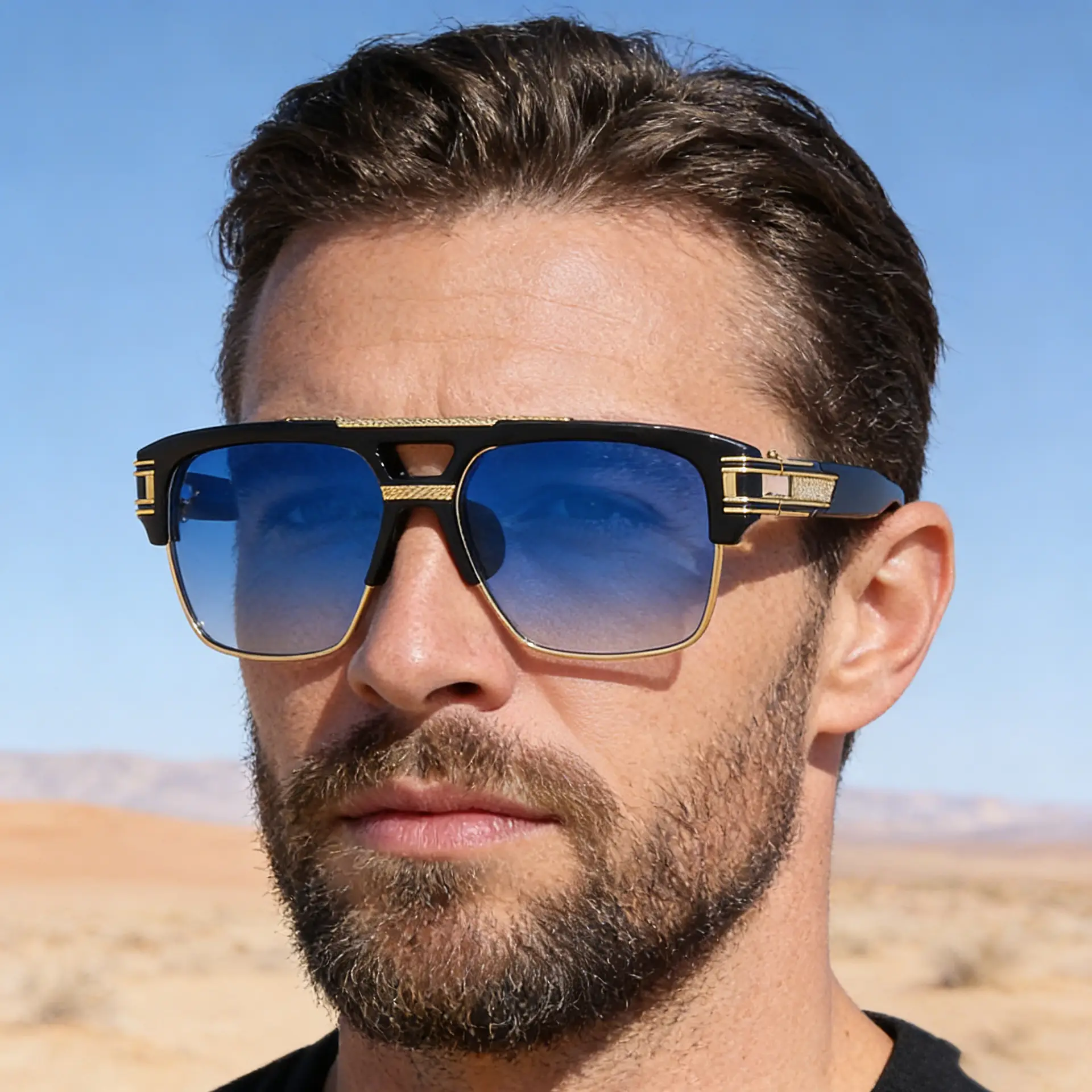 Men's High-End Retro Sunglasses White Gold Frame - Image 11
