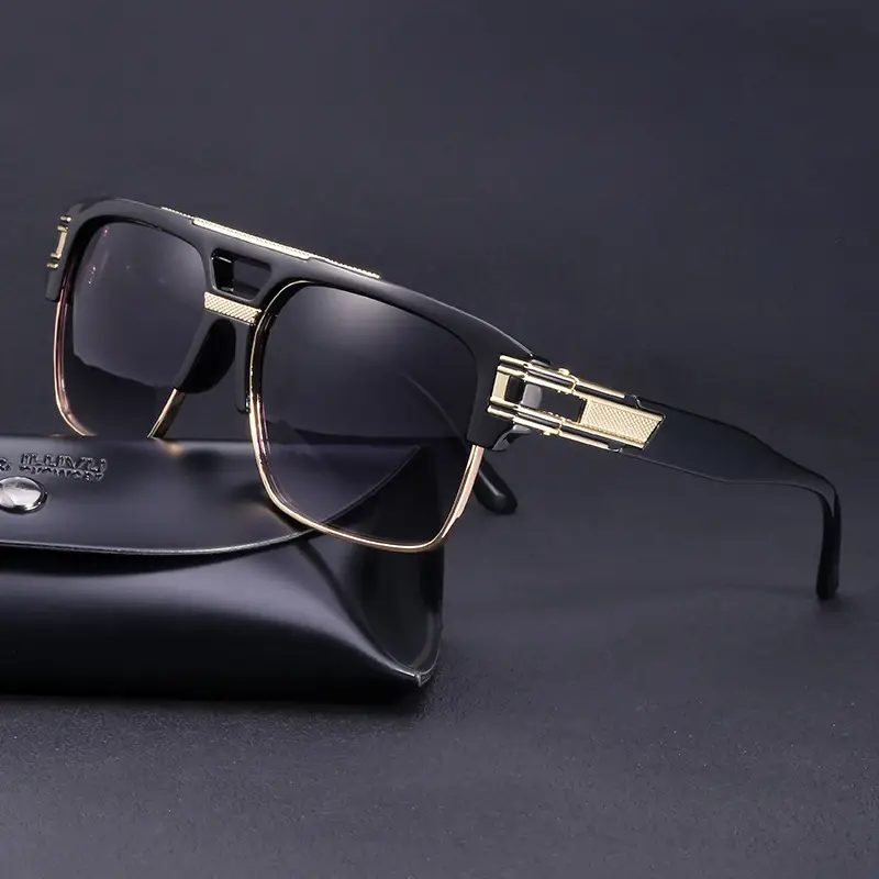 Men's High-End Retro Sunglasses White Gold Frame - Image 12