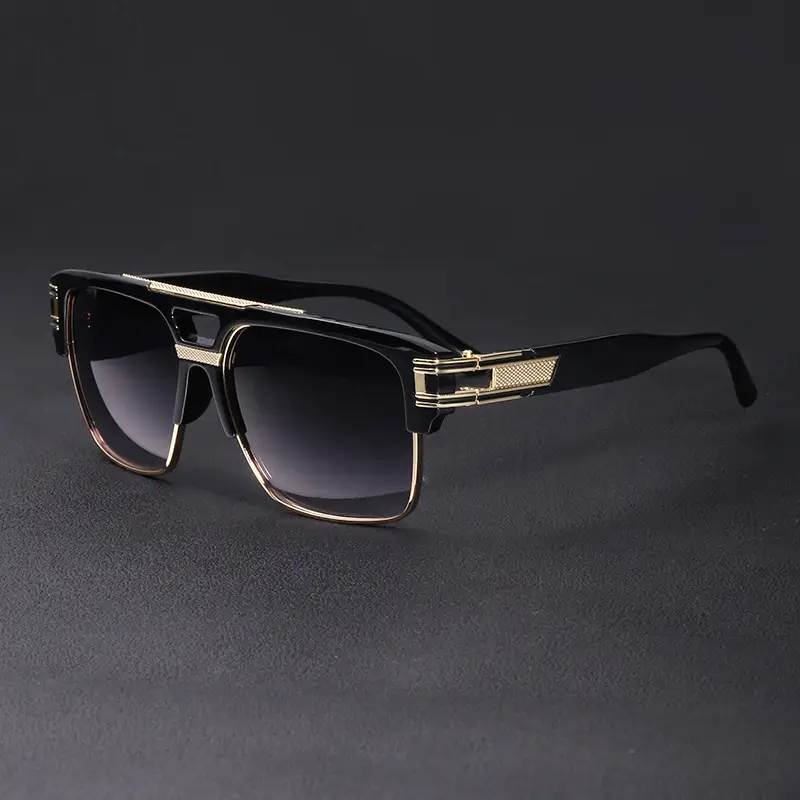 Men's High-End Retro Sunglasses White Gold Frame - Image 13