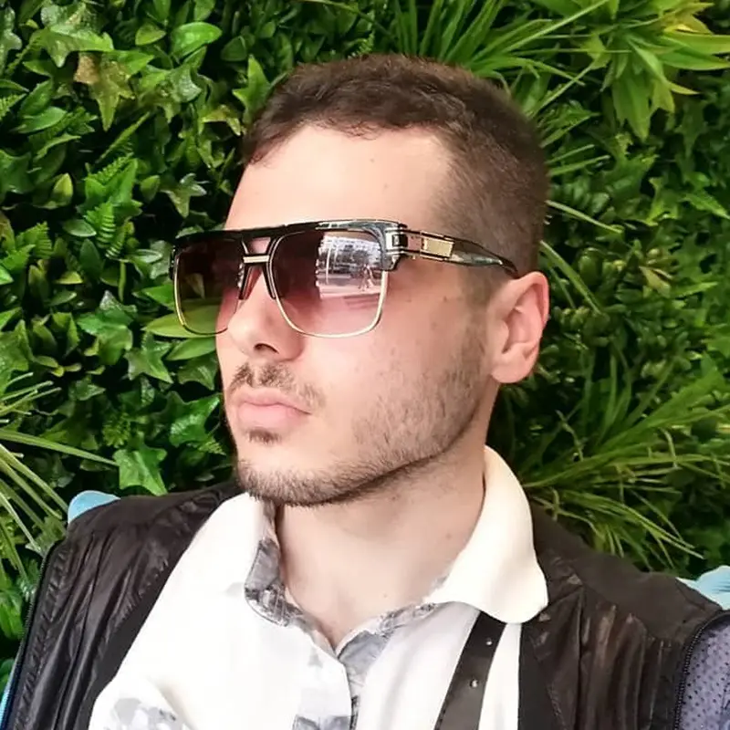 Men's High-End Retro Sunglasses White Gold Frame — feature 6
