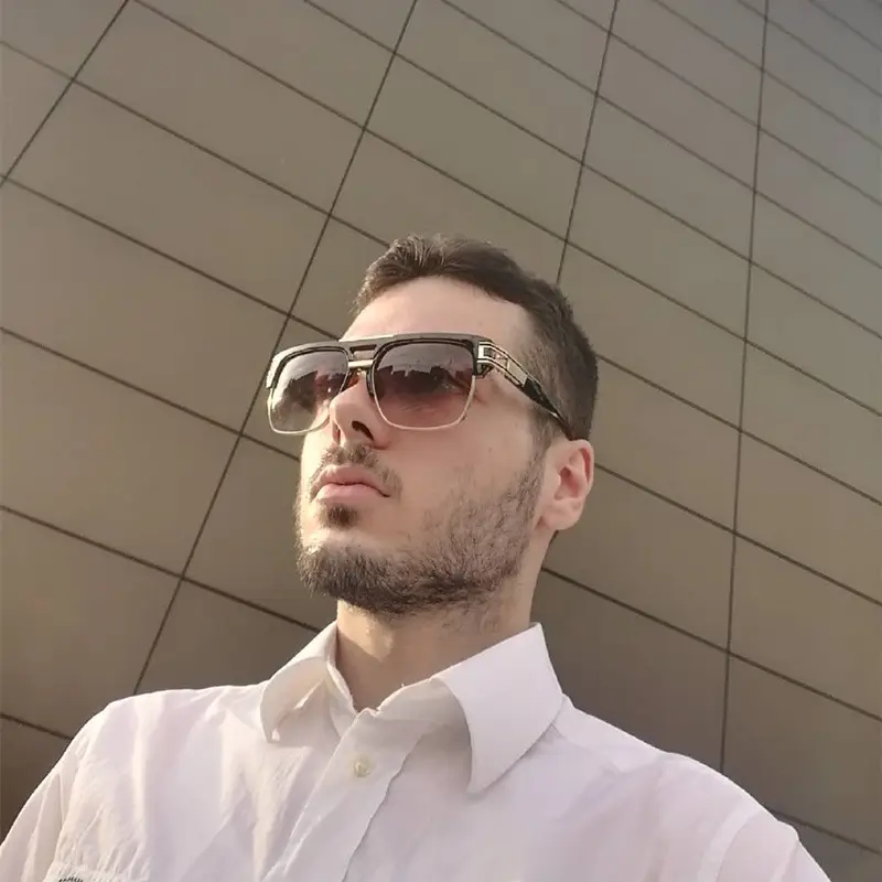 Men's High-End Retro Sunglasses White Gold Frame — feature 7
