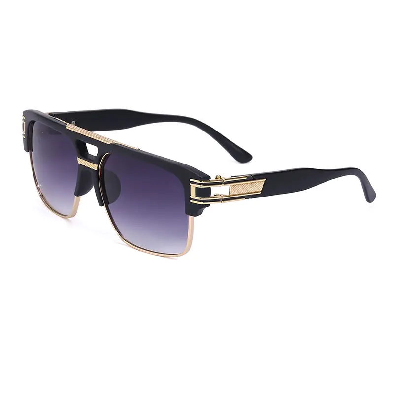 Men's High-End Retro Sunglasses White Gold Frame - Image 2
