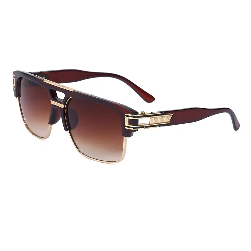 Men's High-End Retro Sunglasses White Gold Frame - Image 3