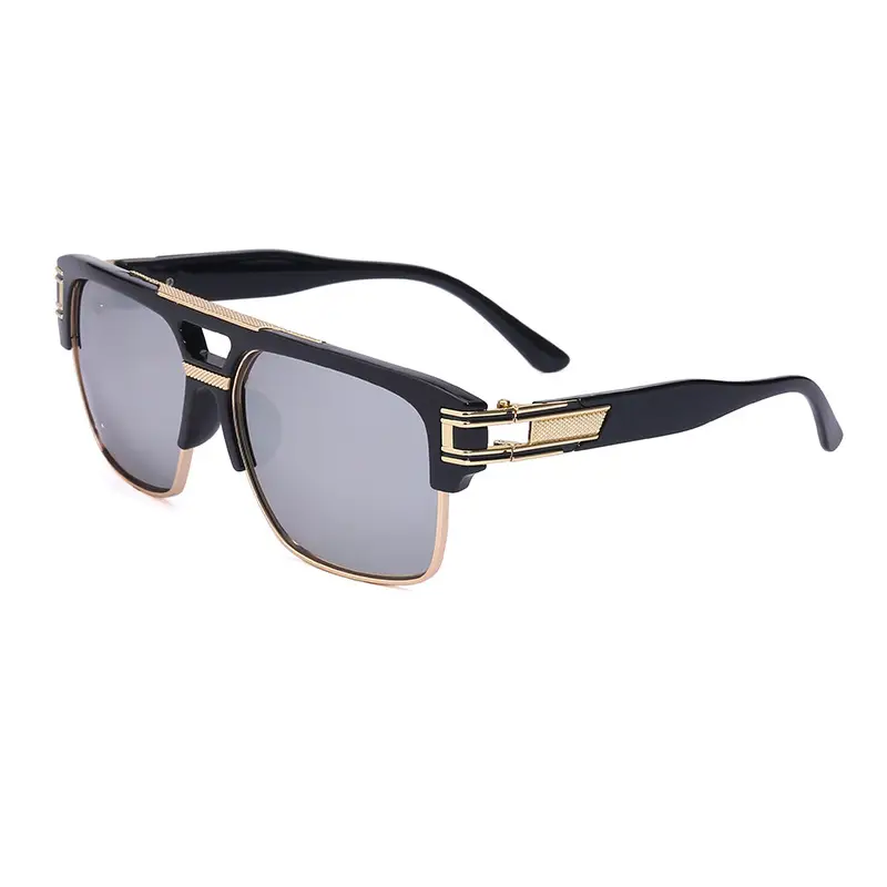 Men's High-End Retro Sunglasses White Gold Frame - Image 5