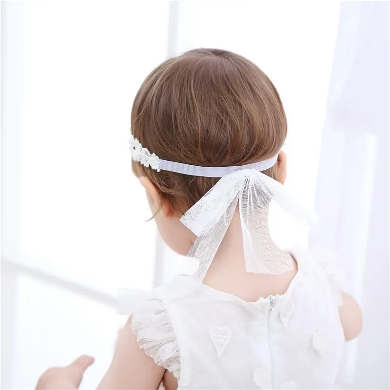 White Lace Baby Headband for Girls 10cm - Image 10