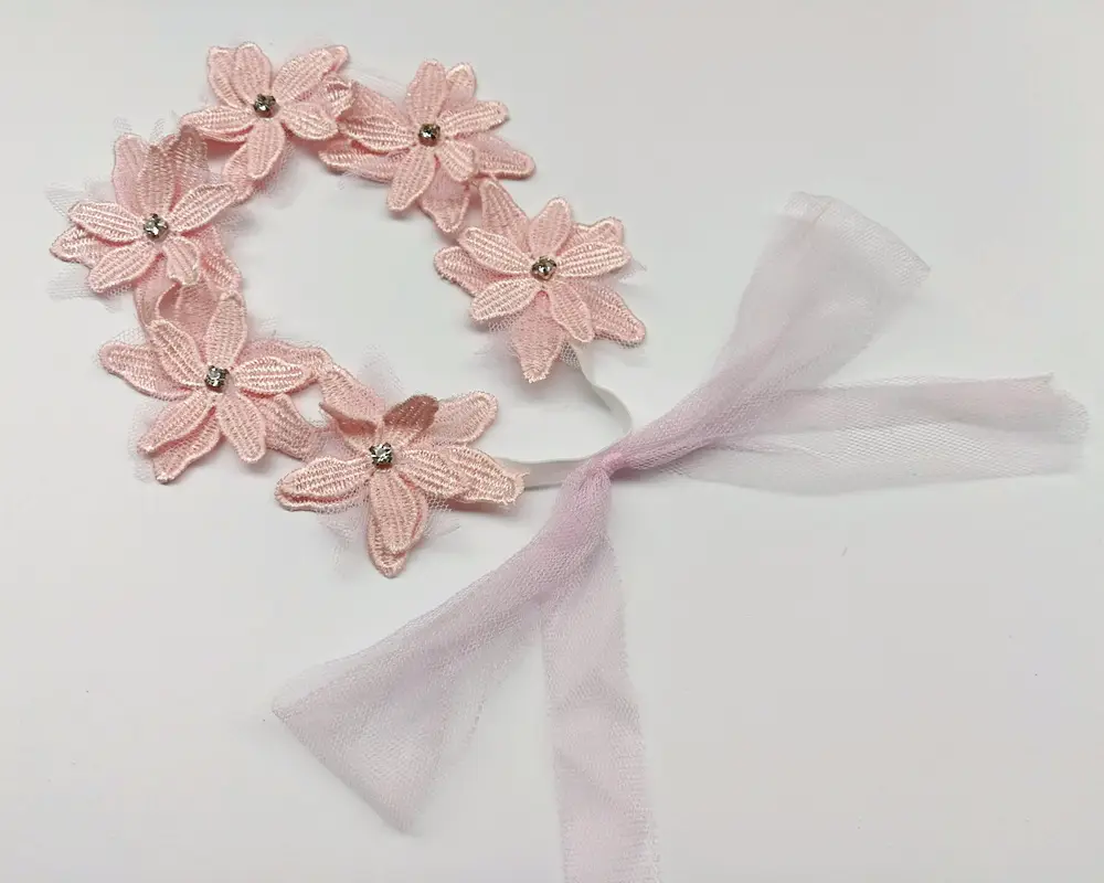White Lace Baby Headband for Girls 10cm - Image 4