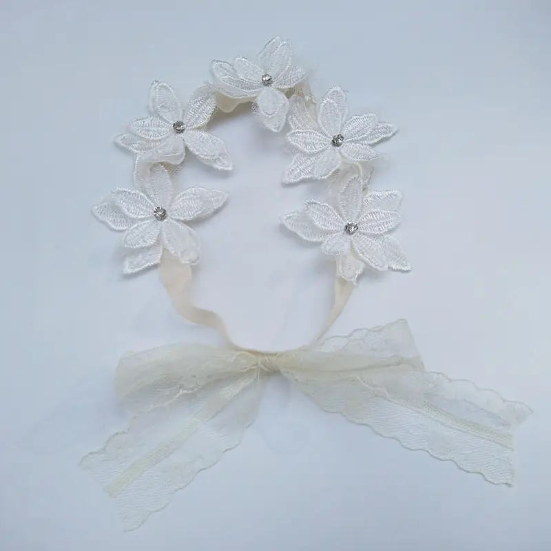 White Lace Baby Headband for Girls 10cm - Image 5