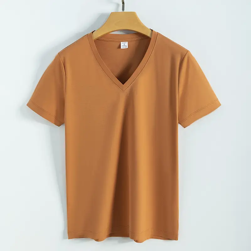 Women V-Neck Mercerized Cotton T-Shirt Light Green 80oz