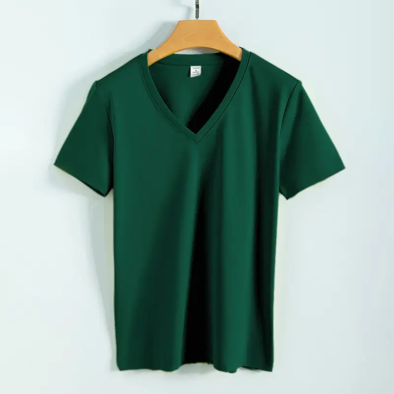 Women V-Neck Mercerized Cotton T-Shirt Light Green 80oz