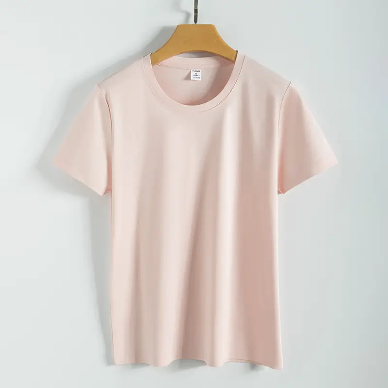 Women V-Neck Mercerized Cotton T-Shirt Light Green 80oz