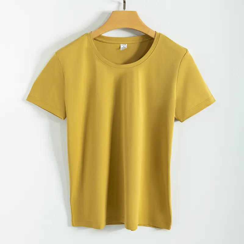 Women V-Neck Mercerized Cotton T-Shirt Light Green 80oz