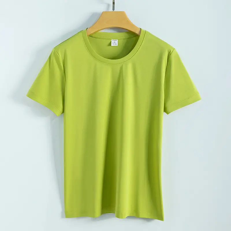 Women V-Neck Mercerized Cotton T-Shirt Light Green 80oz