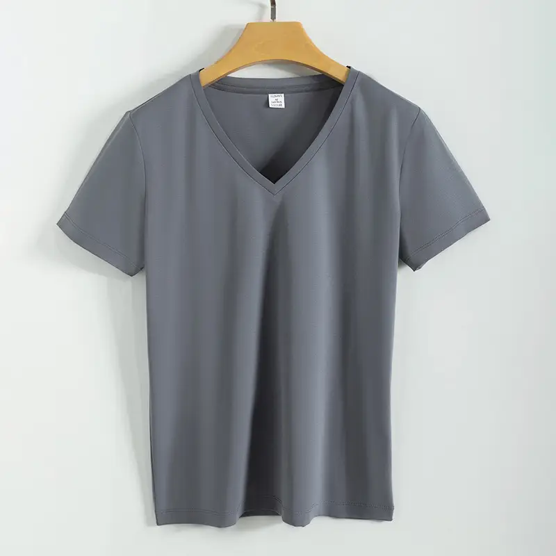 Women V-Neck Mercerized Cotton T-Shirt Light Green 80oz