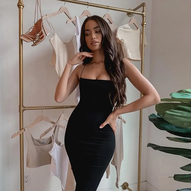 Women's Slim Fit Sling Dress Summer 2021 - Image 5
