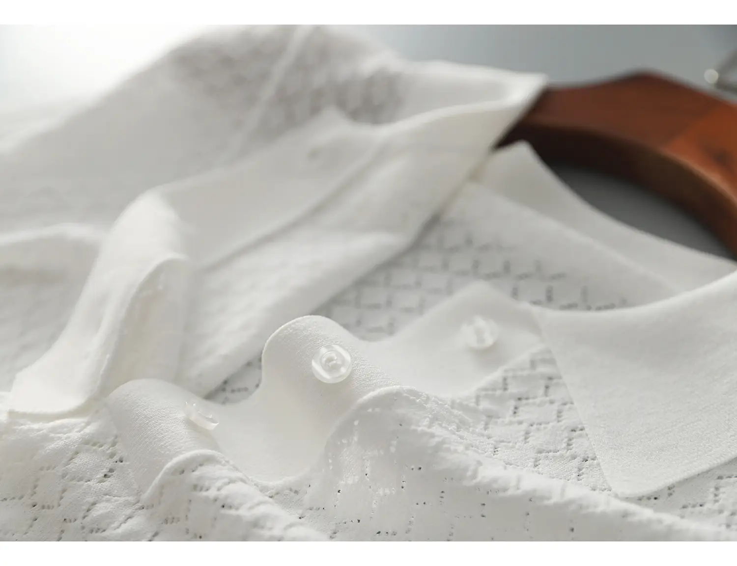 2024 Summer Rhombus Knitted Polo T-Shirt White — feature 12