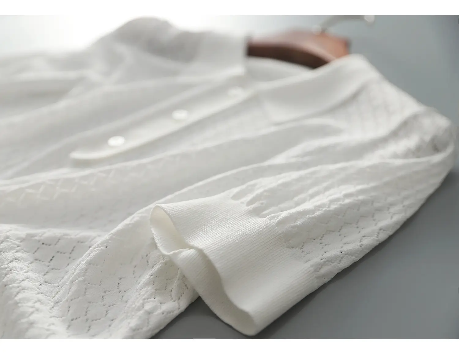 2024 Summer Rhombus Knitted Polo T-Shirt White — feature 8