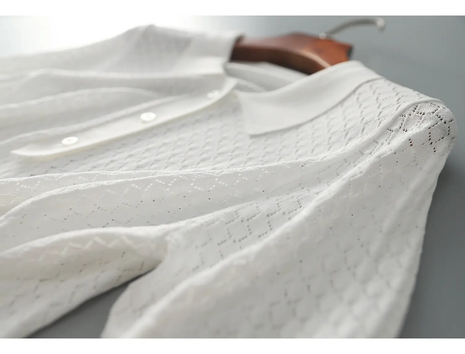 2024 Summer Rhombus Knitted Polo T-Shirt White — feature 9
