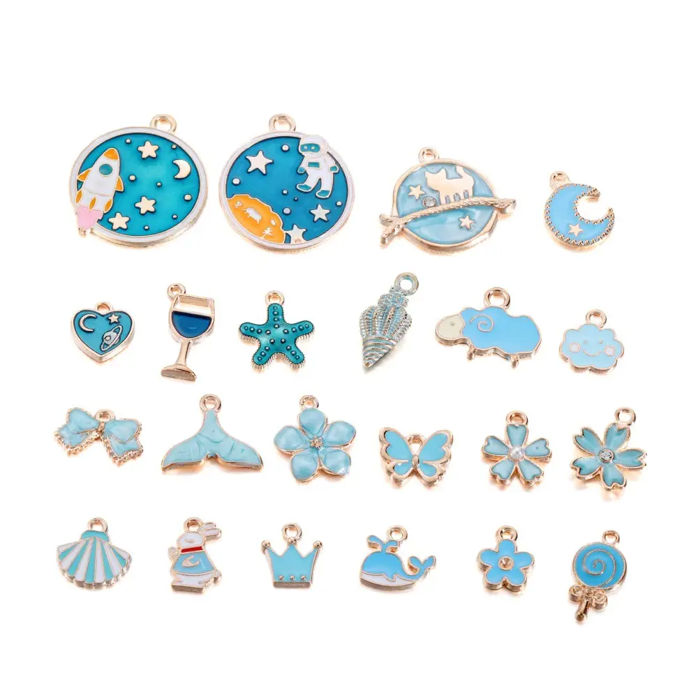 DIY Blue Spiral Oil Pendant Jewelry Set - Image 29