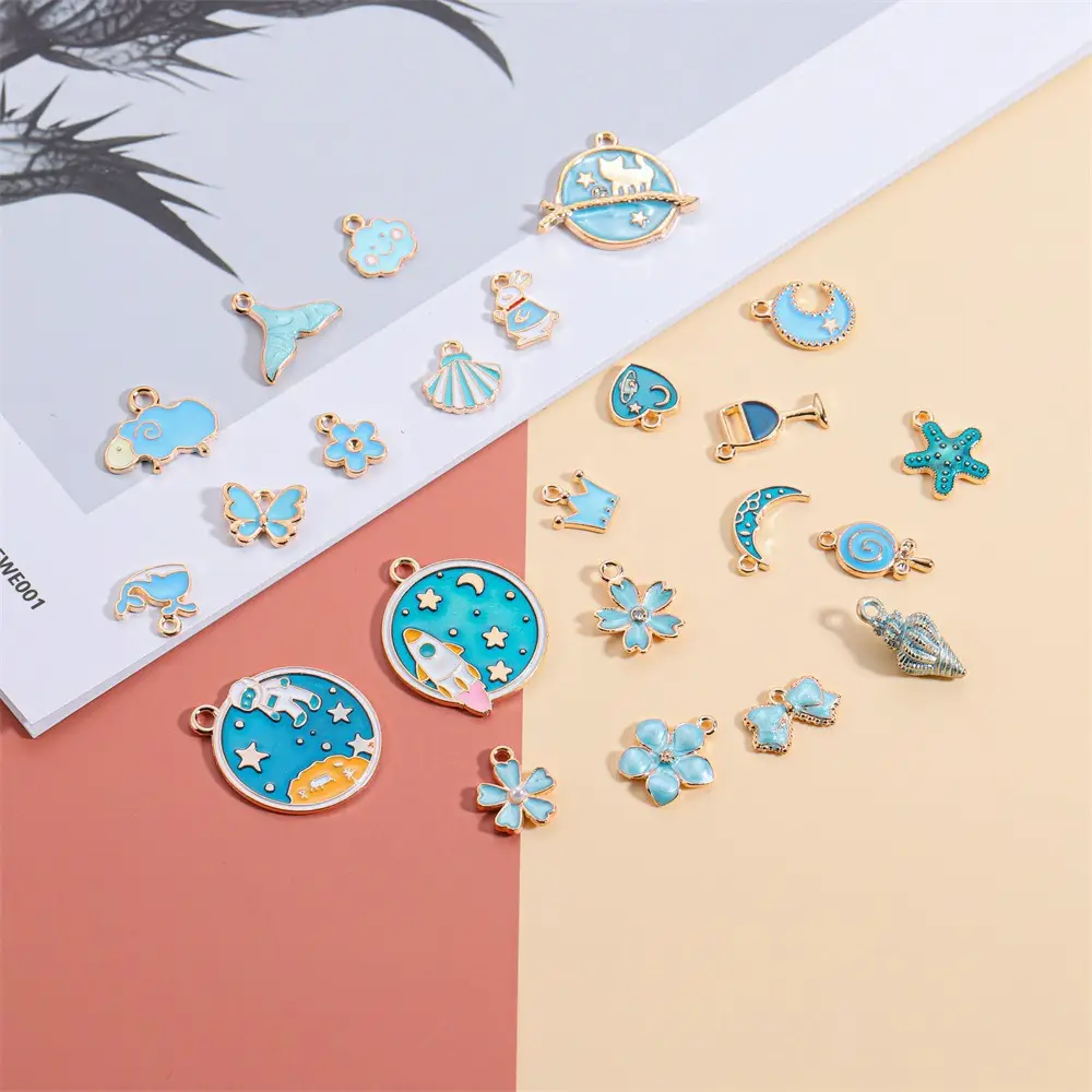 DIY Blue Spiral Oil Pendant Jewelry Set - Image 25