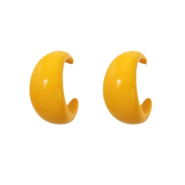 Yellow C-Shaped Earrings for Women