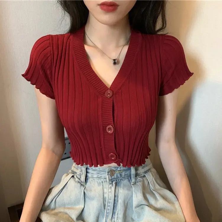 2023 New Retro French Slim Fit V-Neck Sweater Women - Image 7