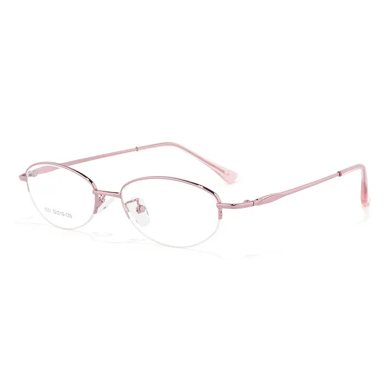 Women Pink Alloy Eyeglasses Ultra Light Red Oval Frame - Image 10